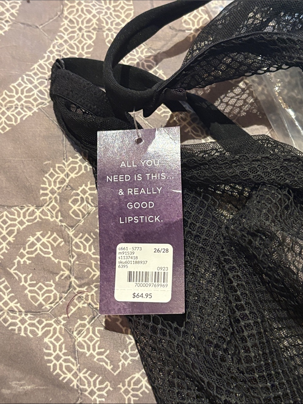 Cacique Black Mesh-Top Slip Chemise - Picture 4 of 5